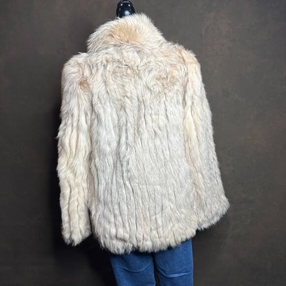 Vintage SAGA Fox Fur Coat Beige Blonde Made in Korea Size 8 Genuine Real Fur - Picture 9 of 16